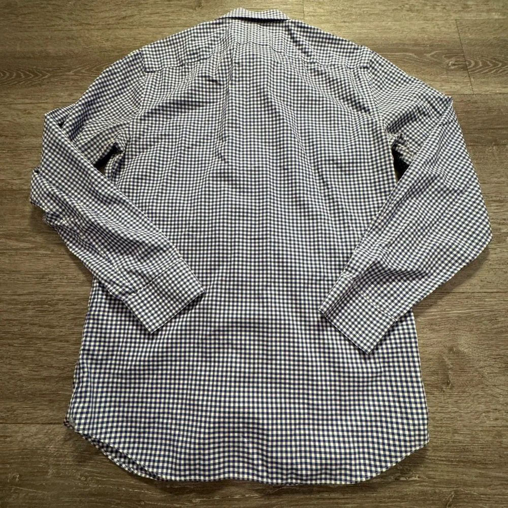 Banana Republic Shirt Mens M Blue Cotton Grant Slim Fit Gingham Preppy Casual